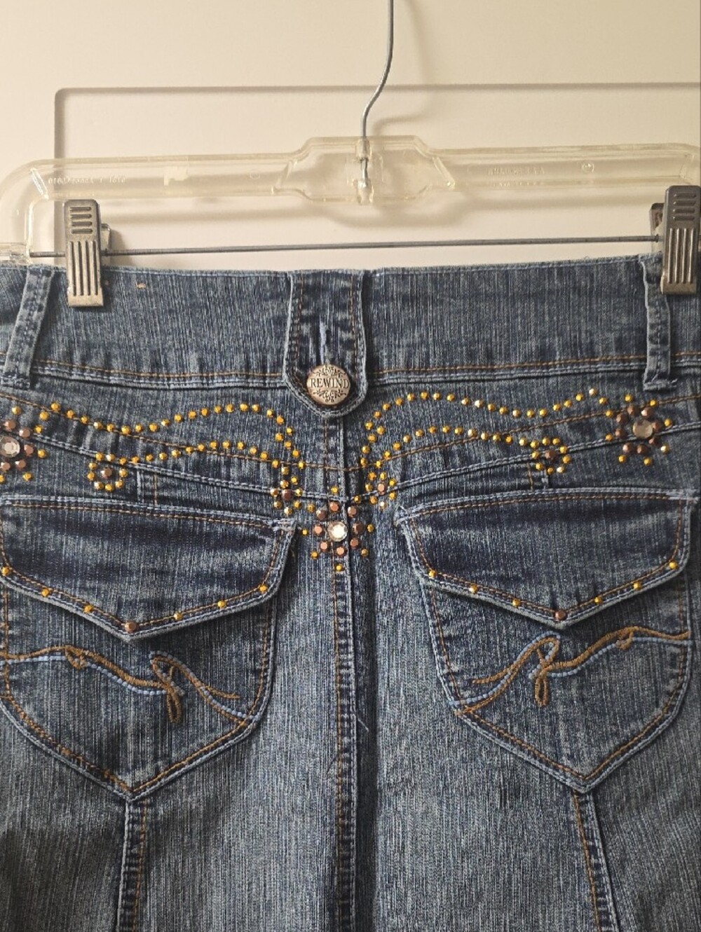 Rewind Blue Denim Flare Skirt with Stud Detail Size 5 - Picture 5 of 11